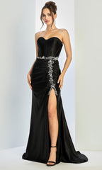 Adora Design 3246 - Crystal Applique Strapless Evening Gown