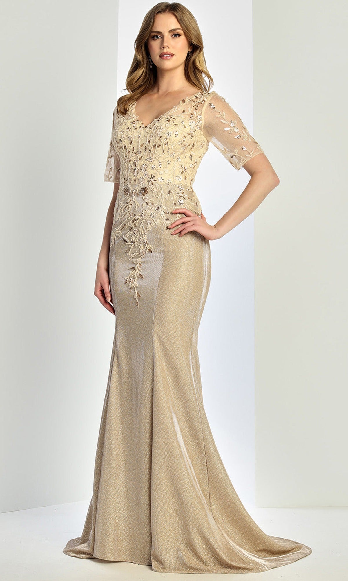 Adora Design 3252-03 - Beaded Lace Mermaid Formal Gown