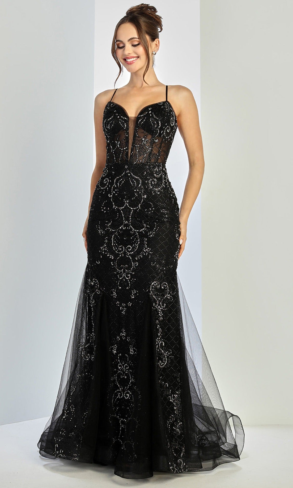 Adora Design 3255 - Beaded V-Neck Layered Mermaid Gown