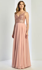 Adora Design 3259 - Spaghetti Strap Flowing A-Line Gown