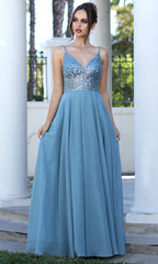 Adora Design 3259 - Spaghetti Strap Flowing A-Line Gown
