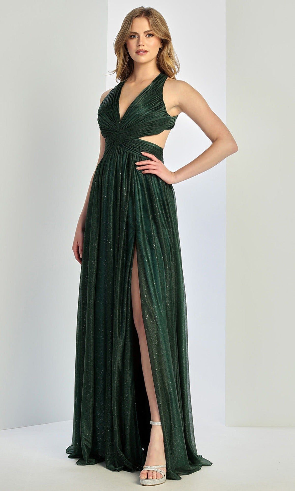 Adora Design 3260 - Ruched Bodice Plunging V-Neck Long Gown