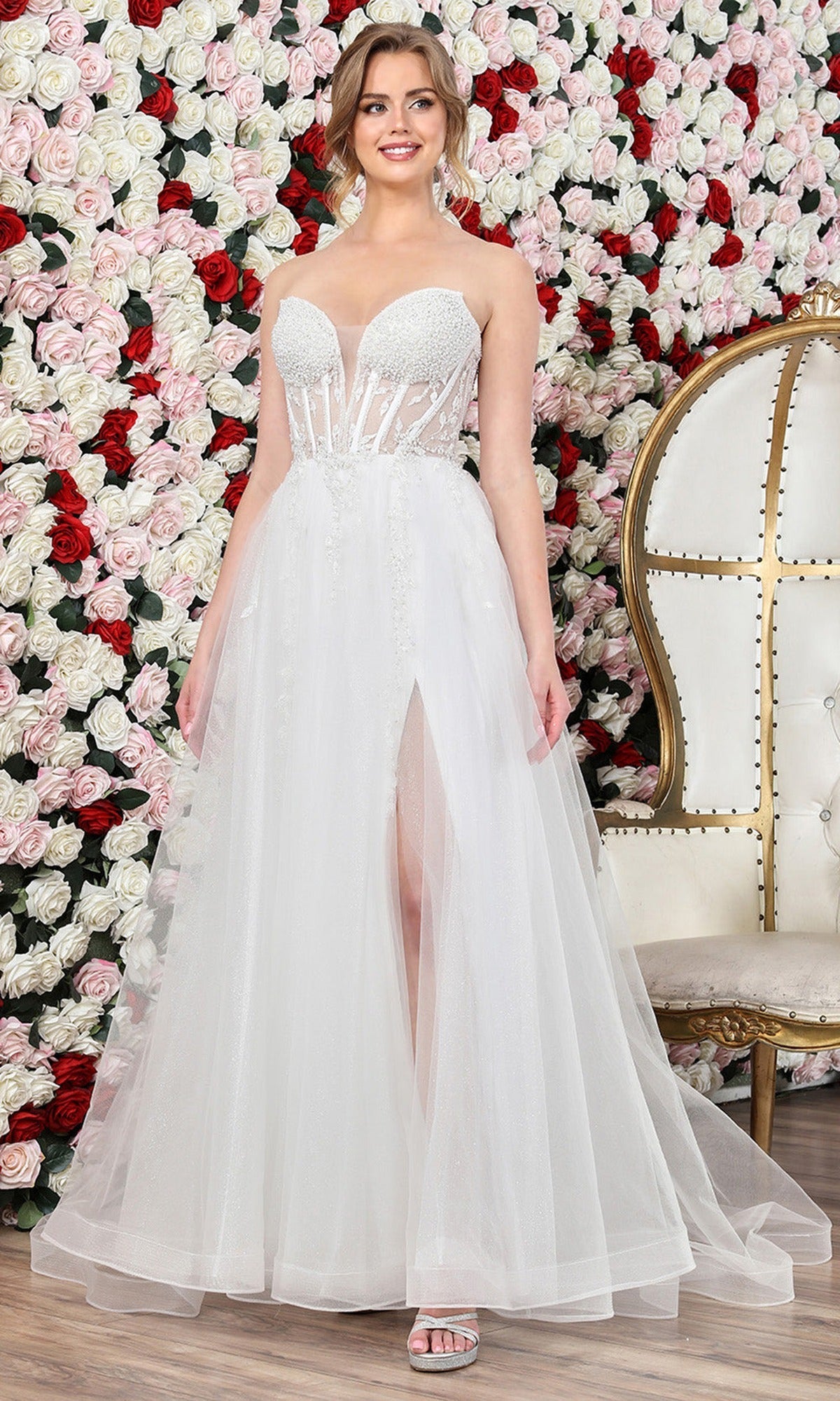 Adora Design 3262-01 - A-Line Beaded Strapless Wedding Gown