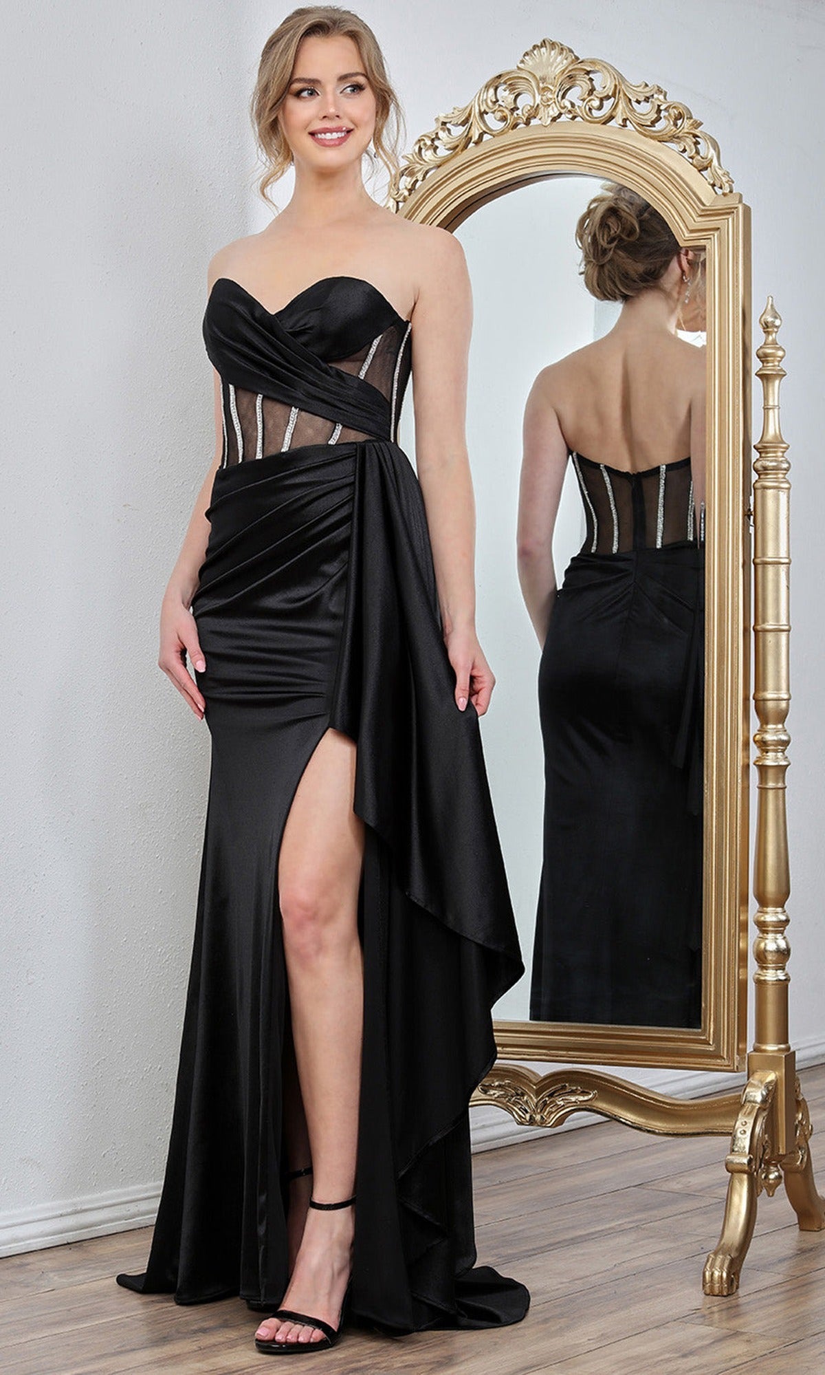 Adora Design 3290 - Sweetheart Illusion Prom Gown with Side Sash