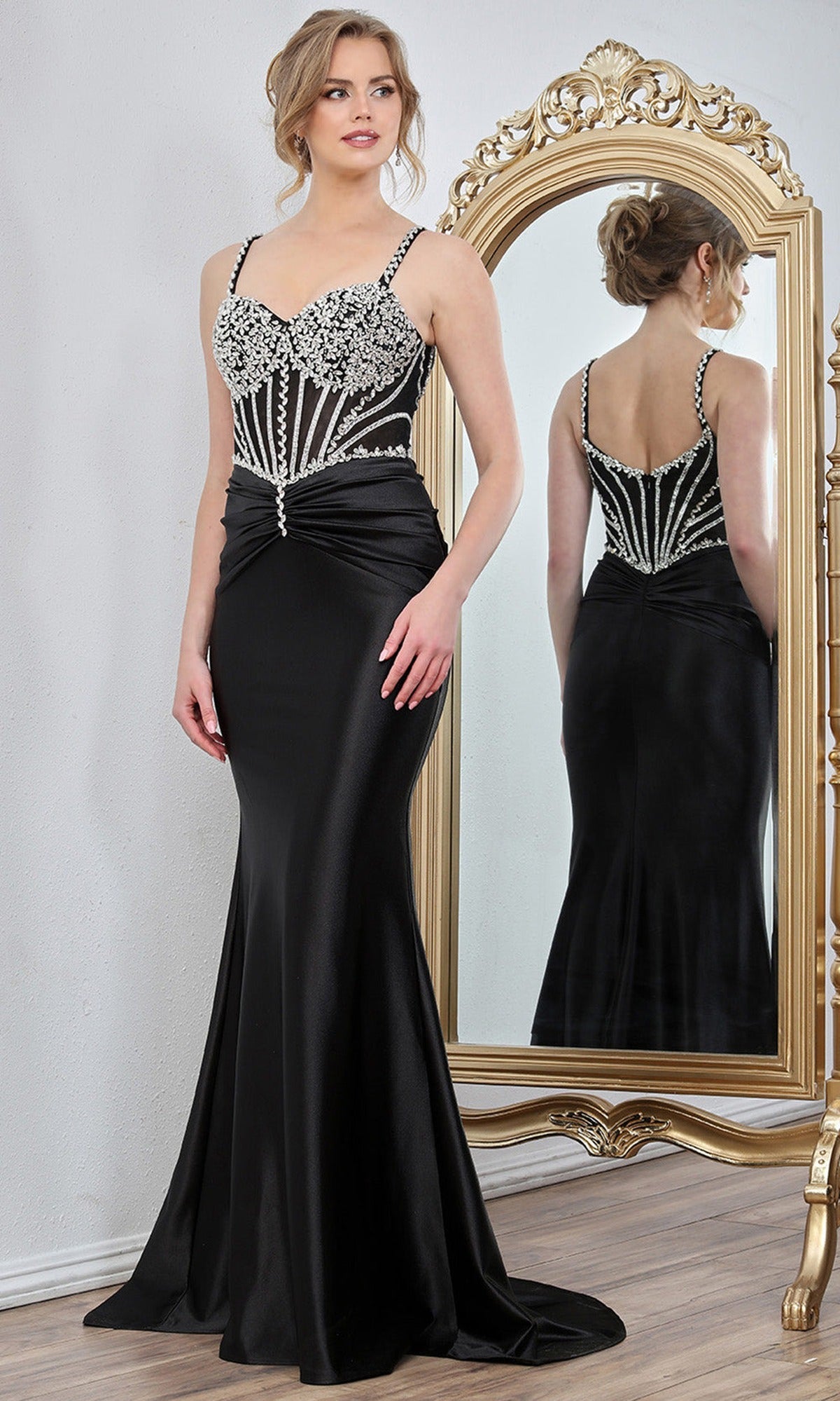 Adora Design 3294 - Ruched Waist Crystal Ornate Prom Gown