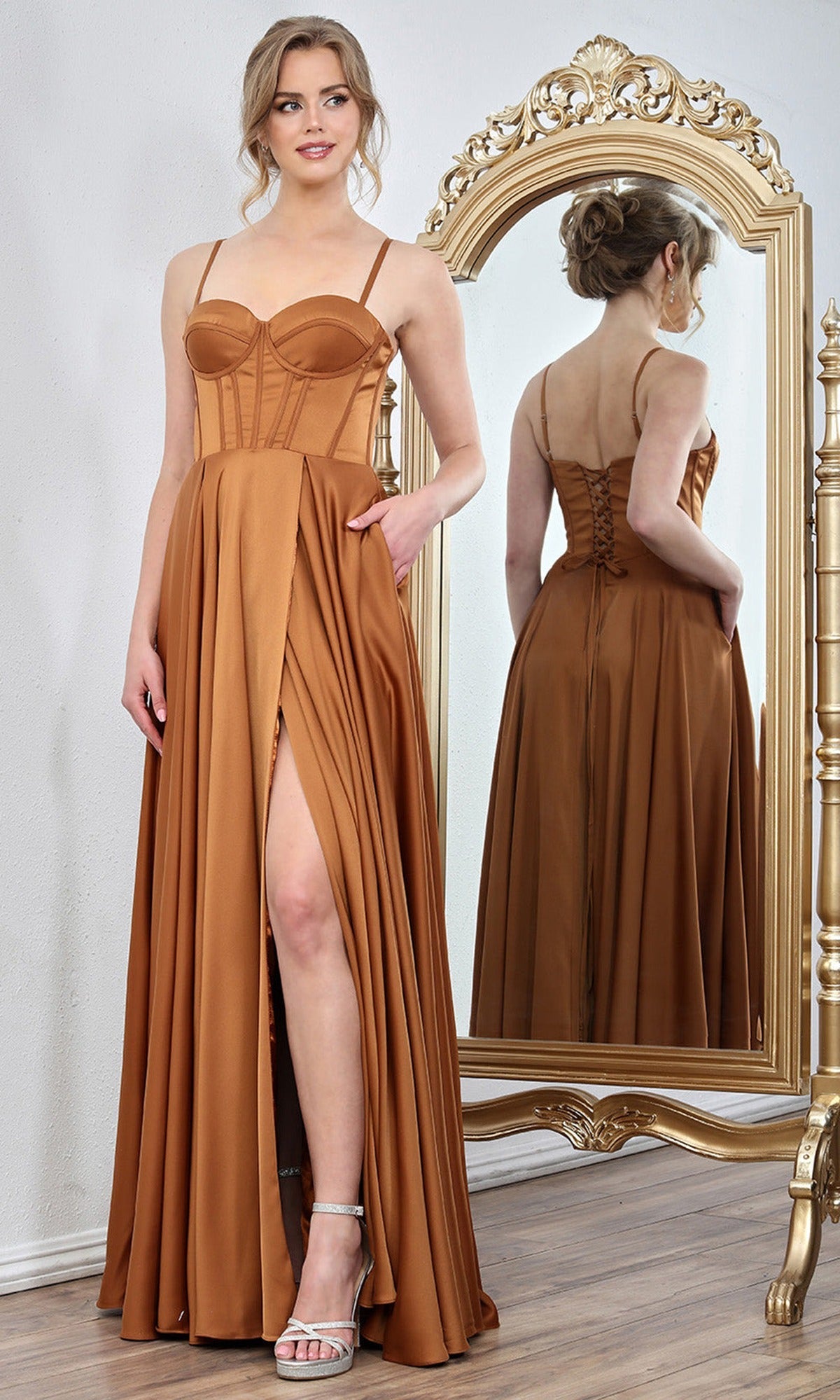 Adora Design 3301 - Pleated A-Line Sleeveless Evening Gown