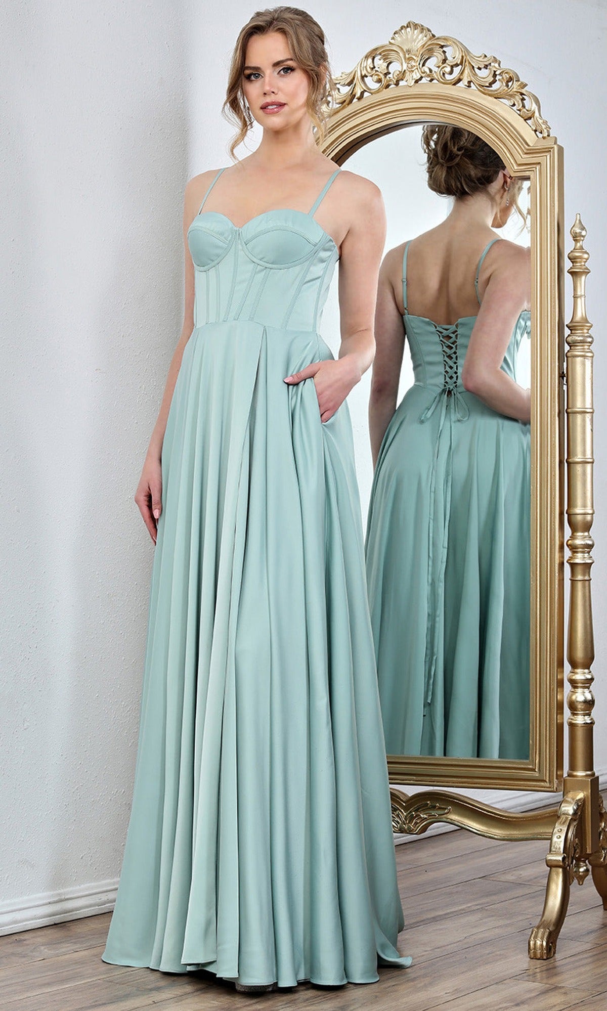 Adora Design 3301 - Pleated A-Line Sleeveless Evening Gown