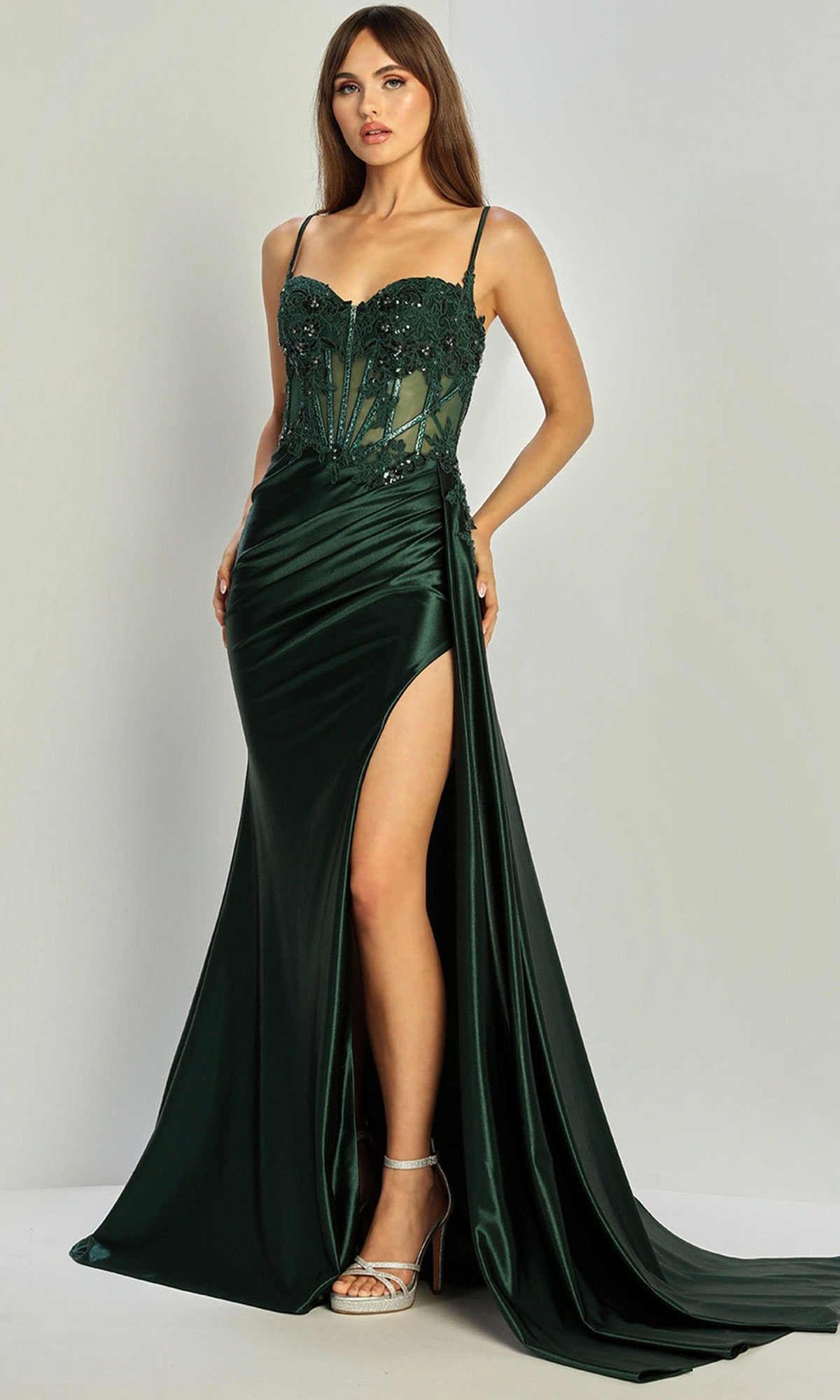 Adora Design 3302 - Appliqued Sweetheart Sheath Evening Gown