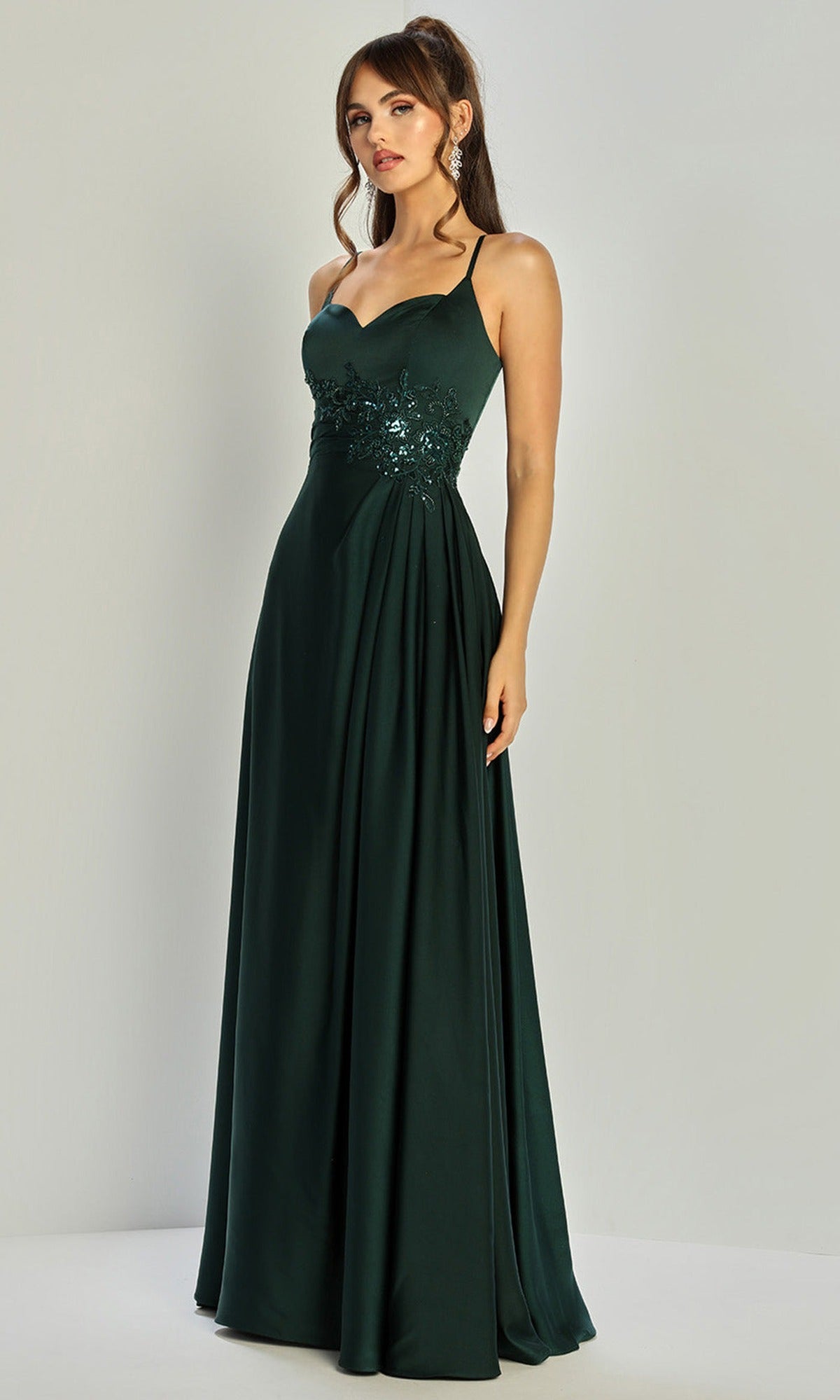 Adora Design 3321 - Spaghetti Strap Embellished Waist Prom Gown