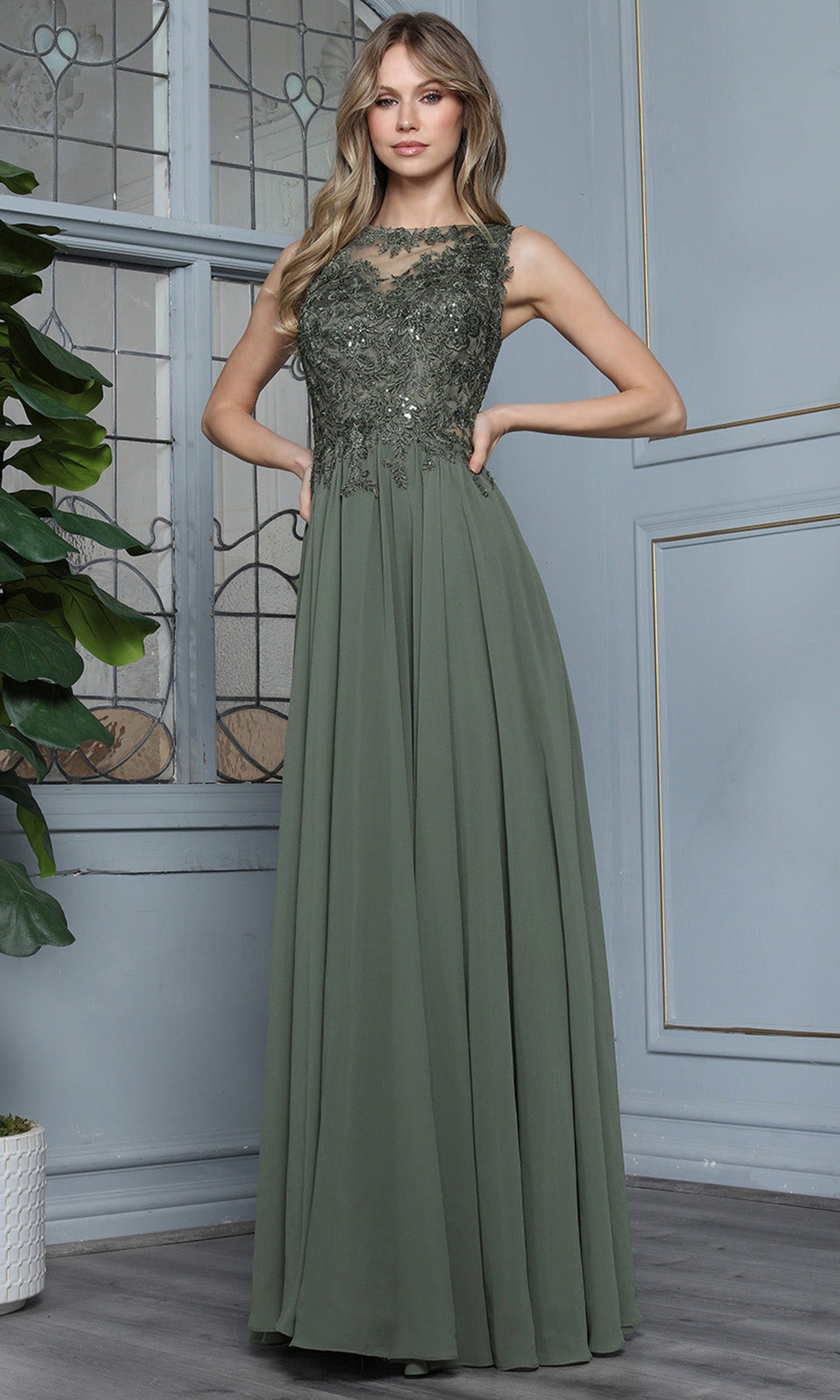 Adora Design 3344-03 - Sleeveless Illusion Bateau Formal Gown
