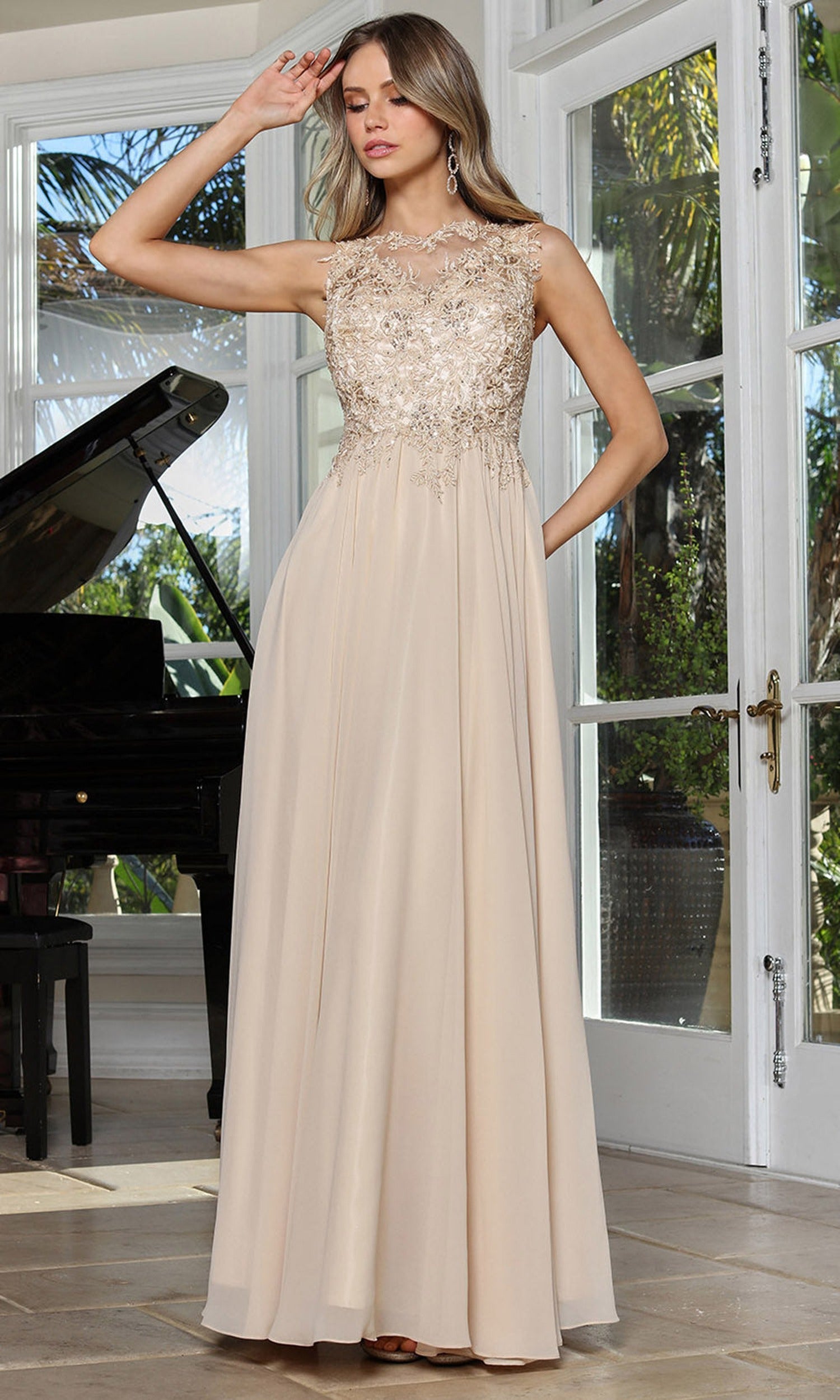 Adora Design 3344-03 - Sleeveless Illusion Bateau Formal Gown