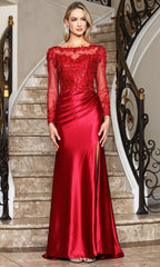 Adora Design 3348-03 - Illusion Long Sleeve Embellished Formal Gown
