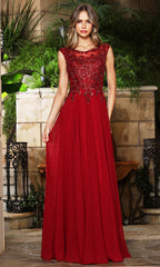 Adora Design 3353-03 - Embroidered Flowing Cap Sleeve Gown