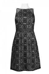 Adrianna Papell - 41908460 Sheer Accented Floral Crochet Lace Dress