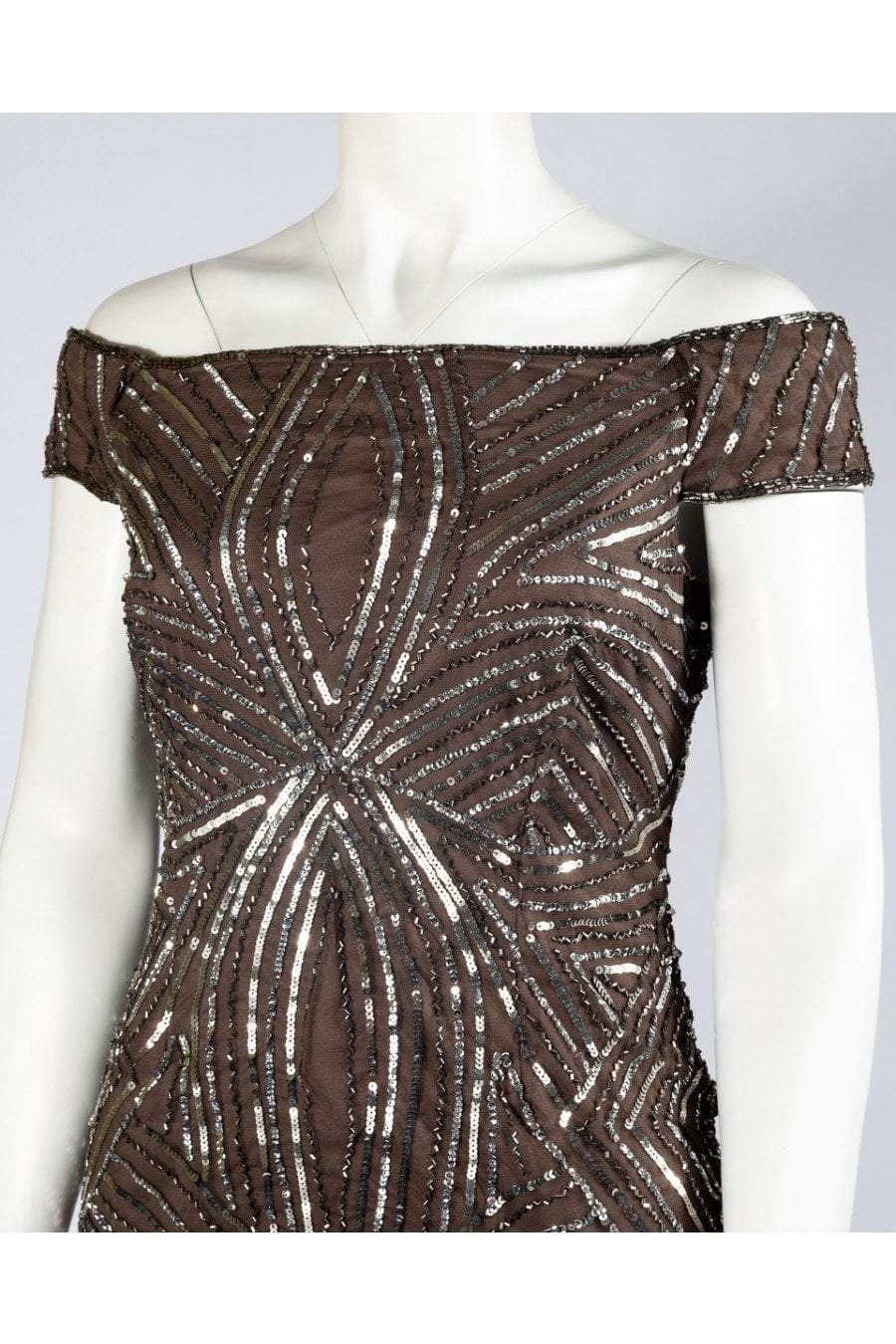 Adrianna Papell - AP1E201100 Sequined Off-Shoulder Sheath Dress