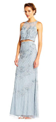 Adrianna Papell - AP1E201534 Beaded Halter Illusion Two Piece Gown