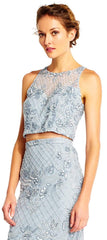 Adrianna Papell - AP1E201534 Beaded Halter Illusion Two Piece Gown