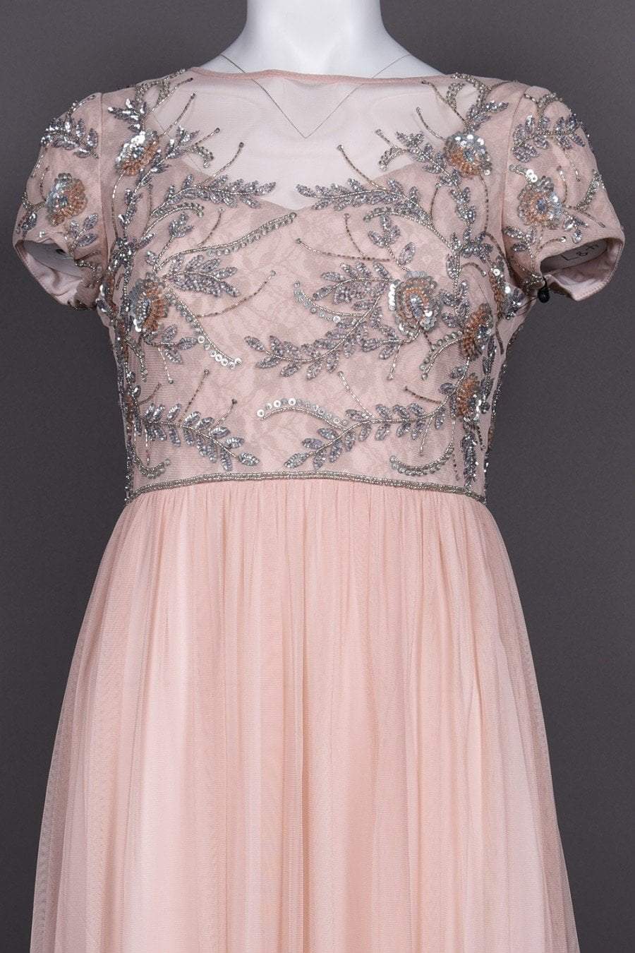 Adrianna Papell - AP1E202874 Embellished Illusion Tulle A-line Dress