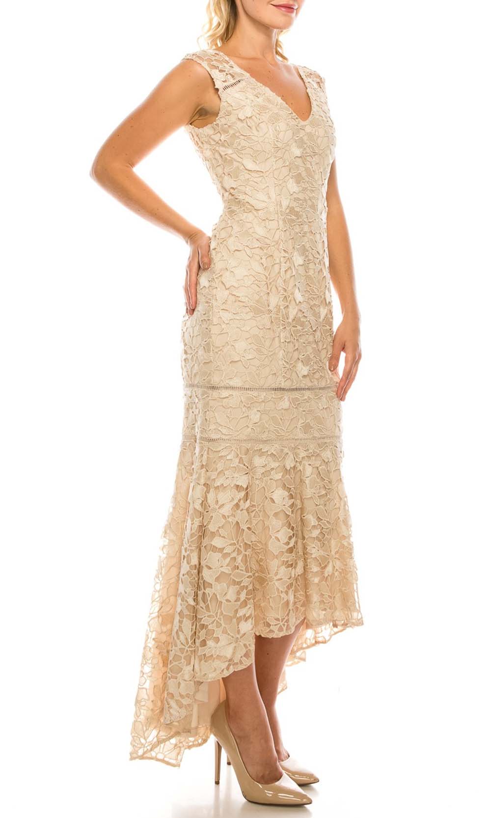 Adrianna Papell - AP1E203392 Lace V-Neck Dress